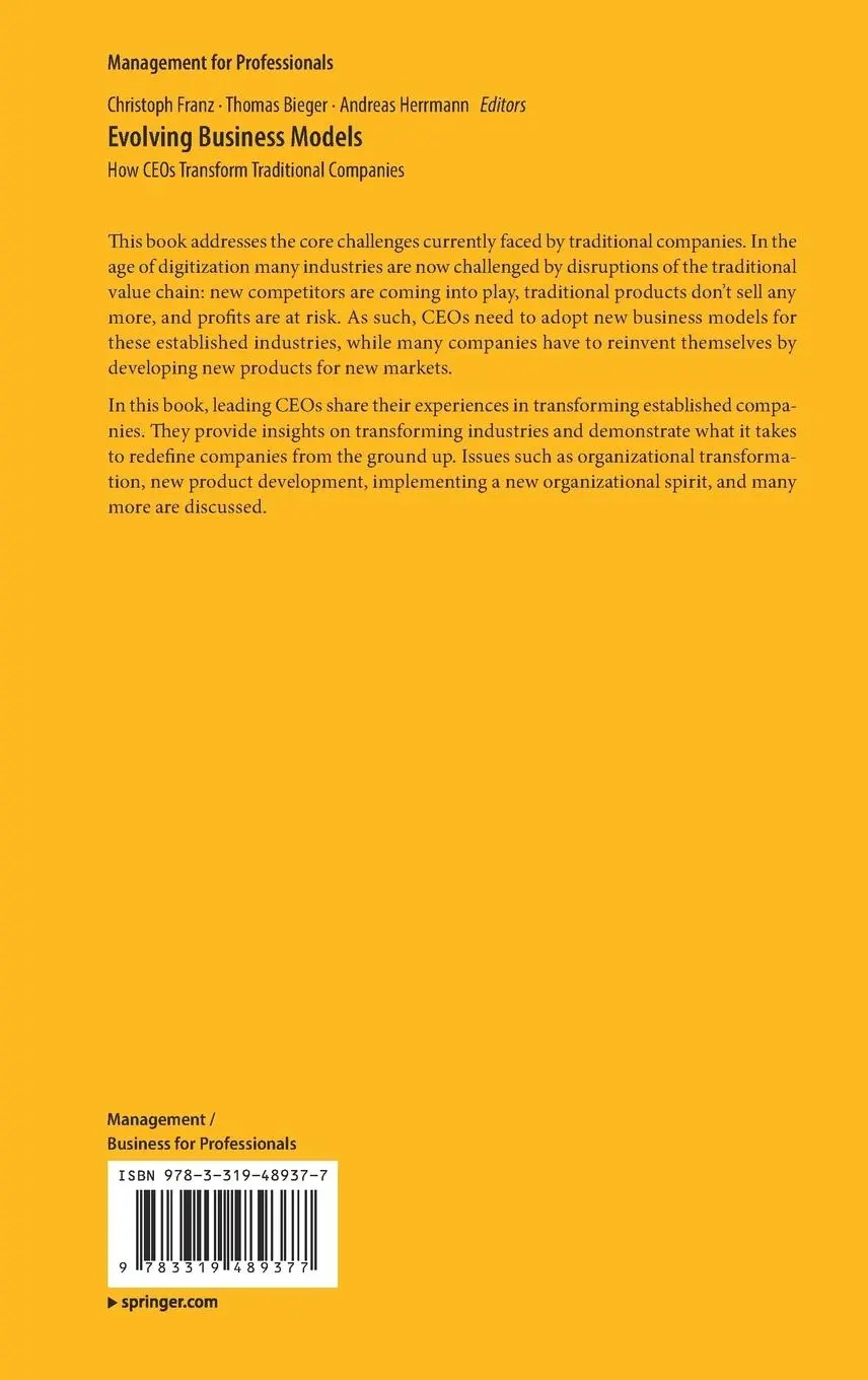 Rückseite: 9783319489377 | Evolving Business Models | How CEOs Transform Traditional Companies