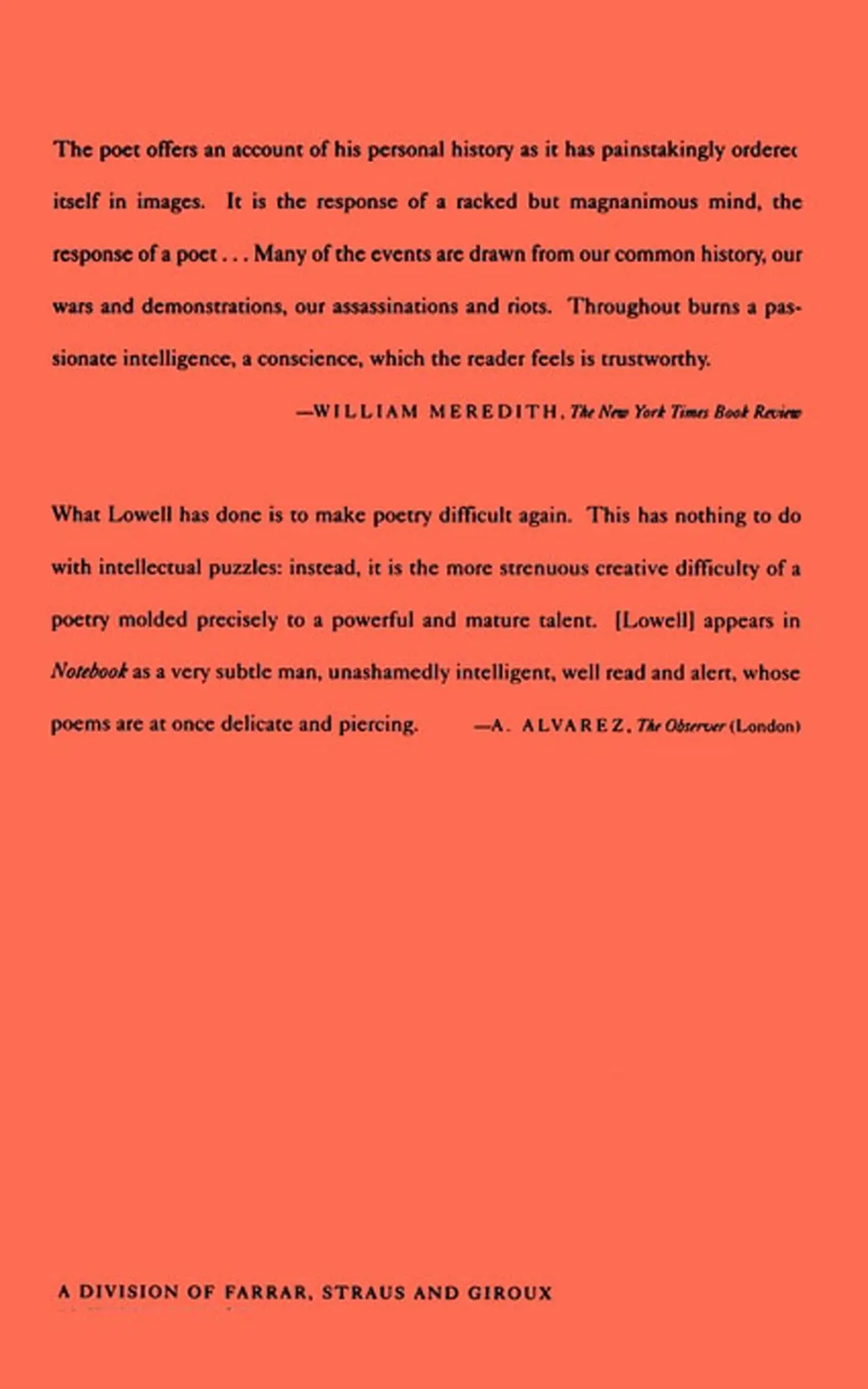 Rückseite: 9780374509477 | Notebook 1967-68 | Poems | Robert Lowell | Taschenbuch | Englisch