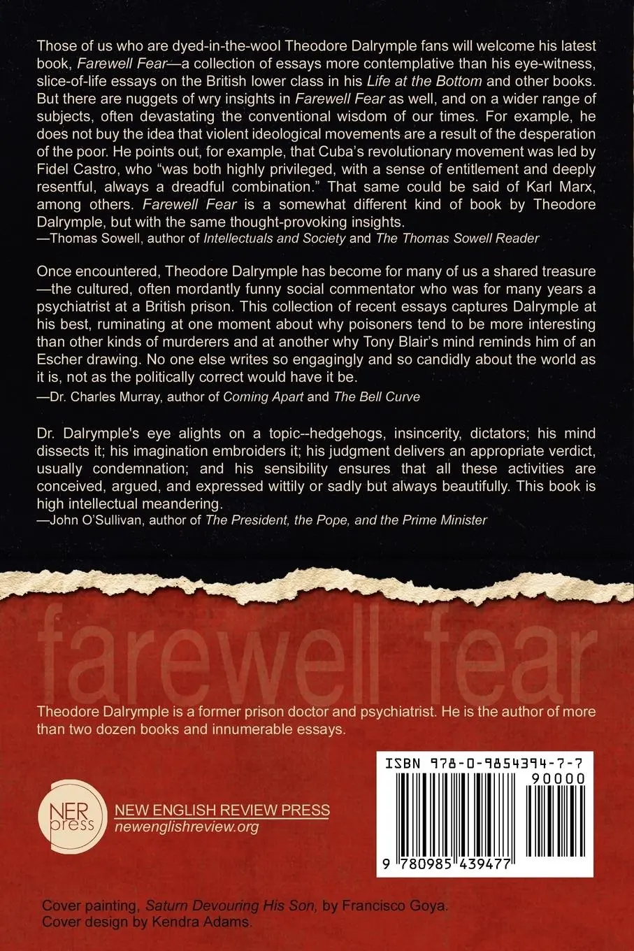 Rückseite: 9780985439477 | Farewell Fear | Theodore Dalrymple | Taschenbuch | Englisch | 2012