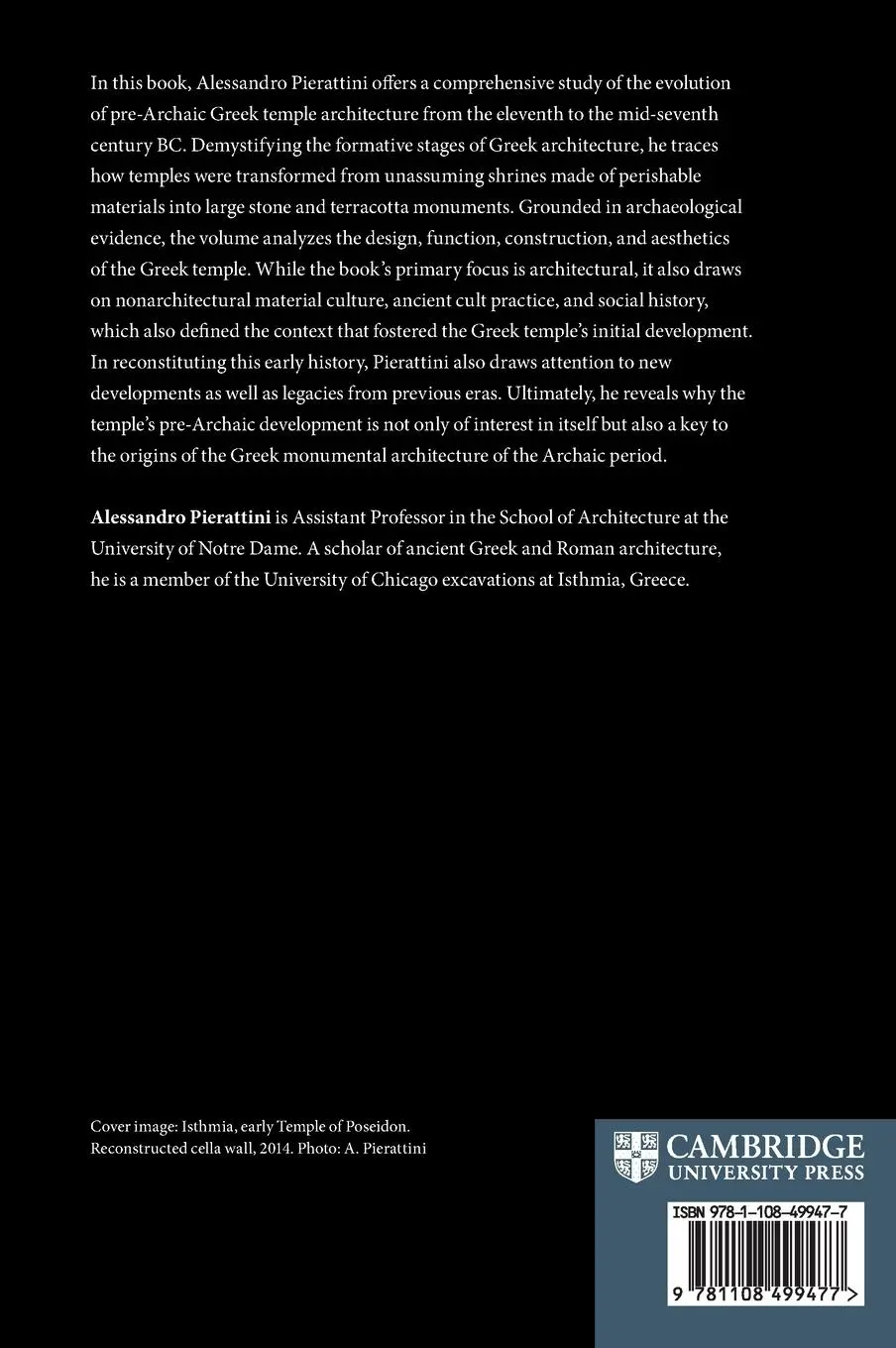Rückseite: 9781108499477 | The Origins of Greek Temple Architecture | Alessandro Pierattini