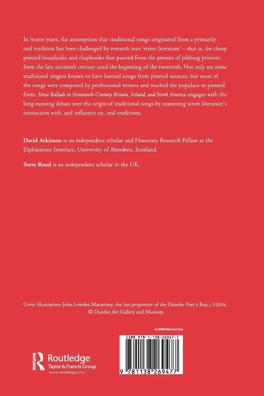 Rückseite: 9781138269477 | Street Ballads in Nineteenth-Century Britain, Ireland, and North...
