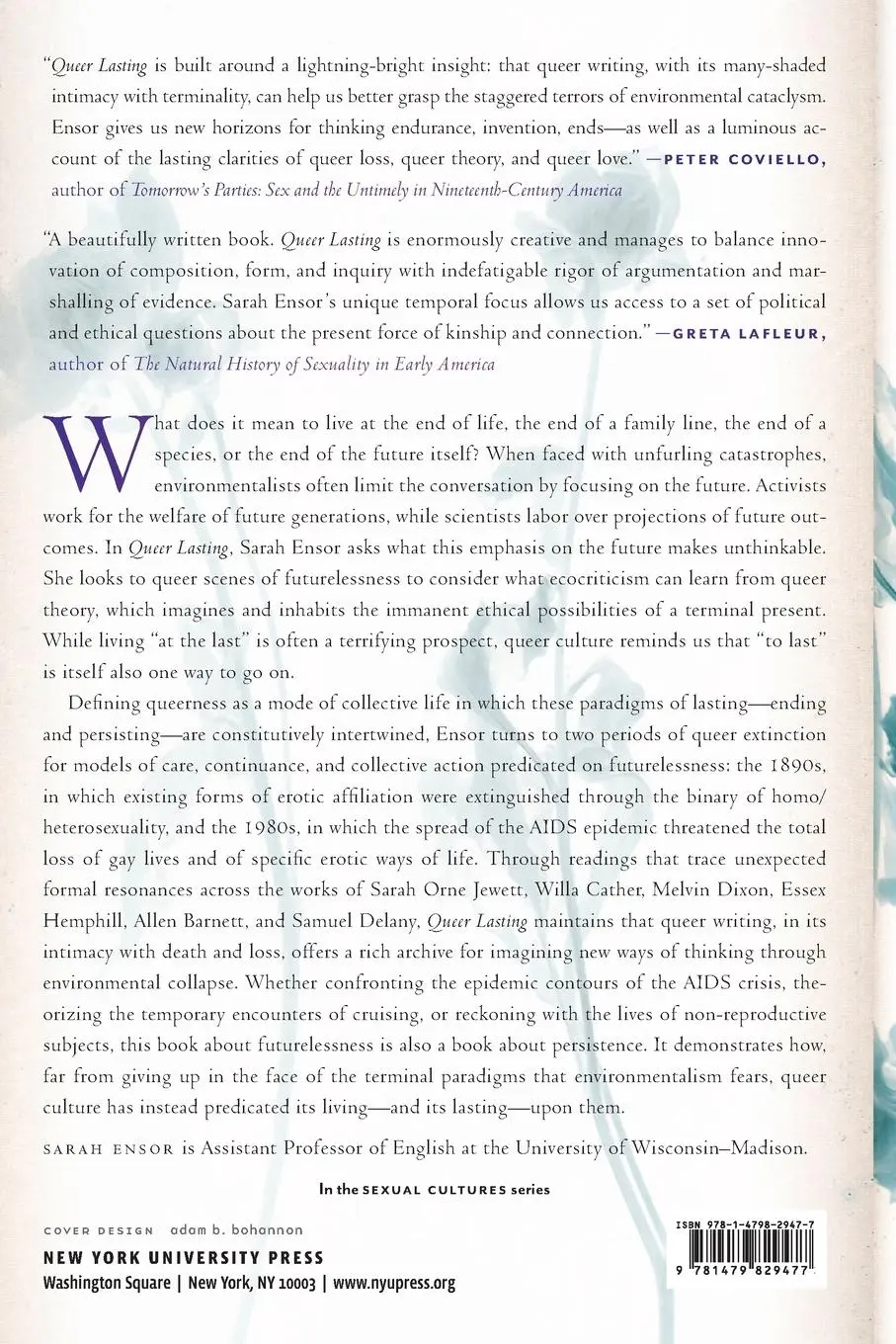 Rückseite: 9781479829477 | Queer Lasting | Ecologies of Care for a Dying World | Sarah Ensor