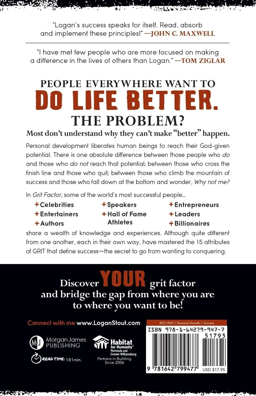 Rückseite: 9781642799477 | Grit Factor | 15 Attributes to Doing Life Better | Logan Stout | Buch