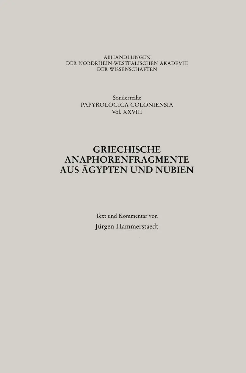 Cover: 9783531099477 | Griechische Anaphorenfragmente aus Ägypten und Nubien | Hammerstaedt