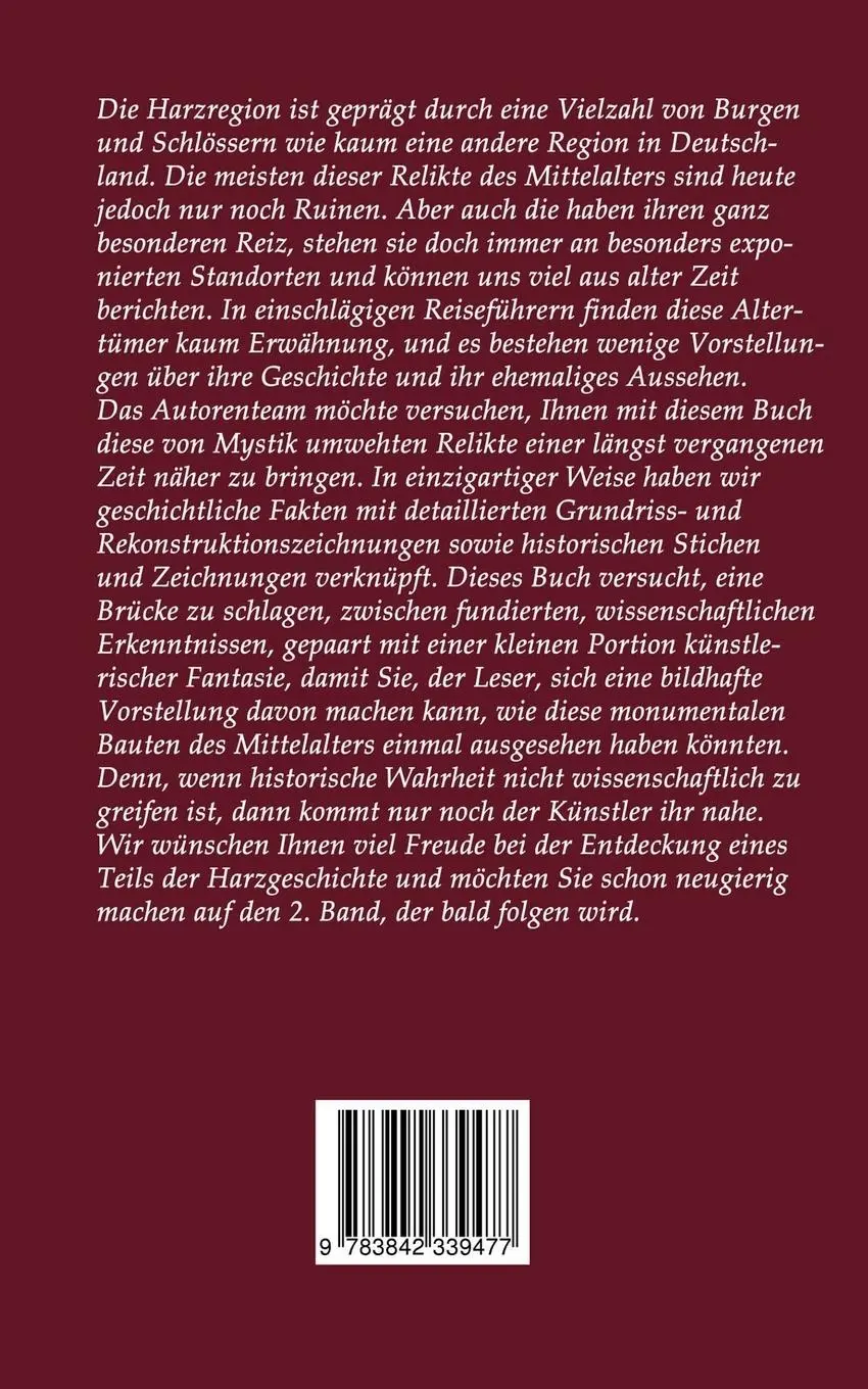 Rückseite: 9783842339477 | Burgen und Schlösser der Harzregion | Band 1 | Bernd Sternal (u. a.)