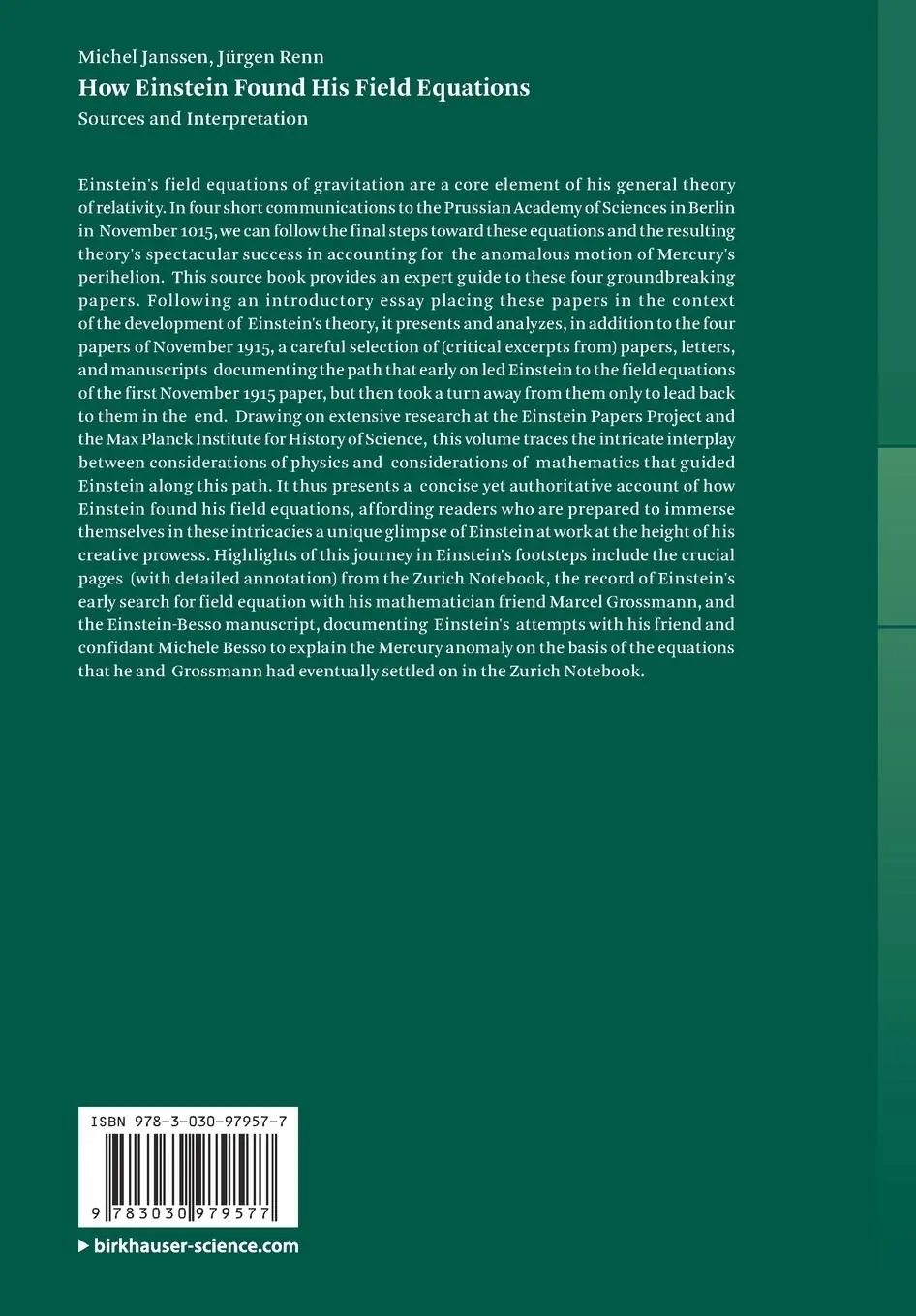 Rückseite: 9783030979577 | How Einstein Found His Field Equations | Sources and Interpretation