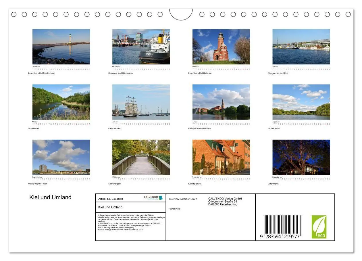 Bild: 9783594219577 | Kiel und Umland (Wandkalender 2027 DIN A4 quer), CALVENDO...