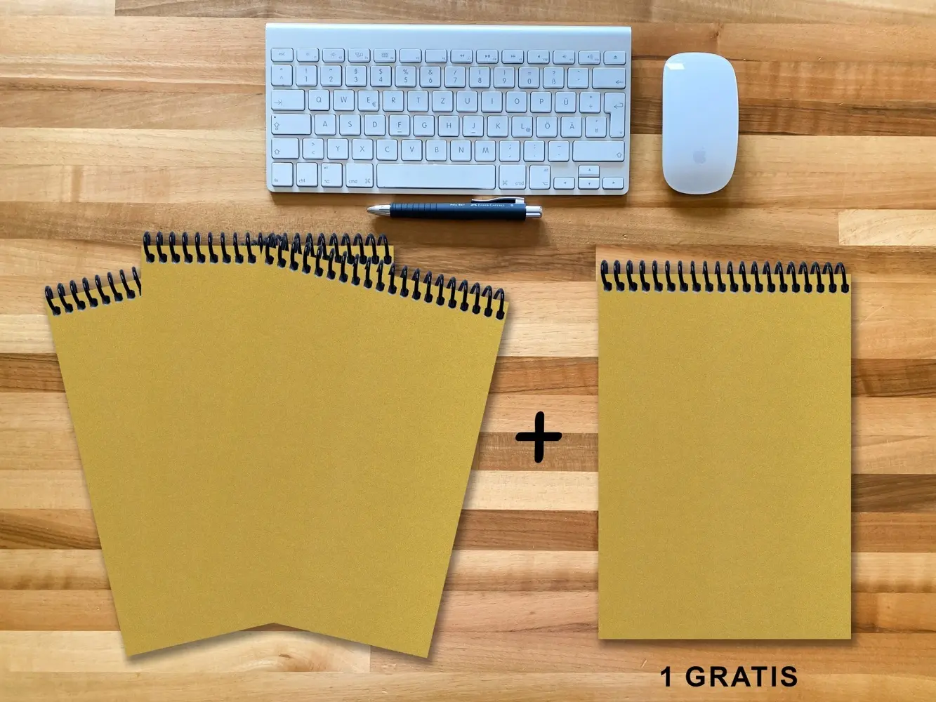 A 4 Notizblock - Set, 3+1 gratis, Luxury 80 Seiten GOLD GMUND SHIMMER, liniert