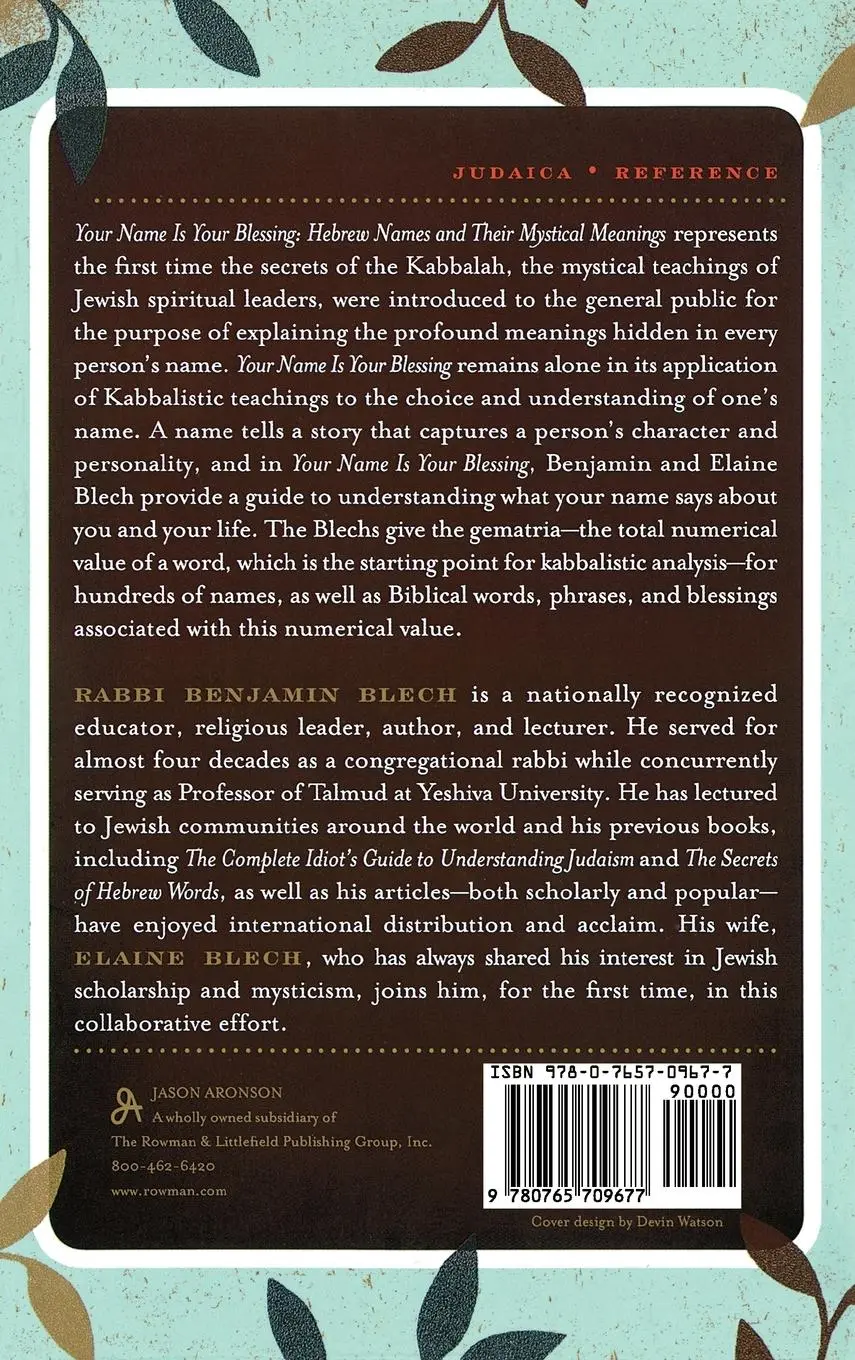 Rückseite: 9780765709677 | Your Name Is Your Blessing | Hebrew Names and Their Mystical Meanings