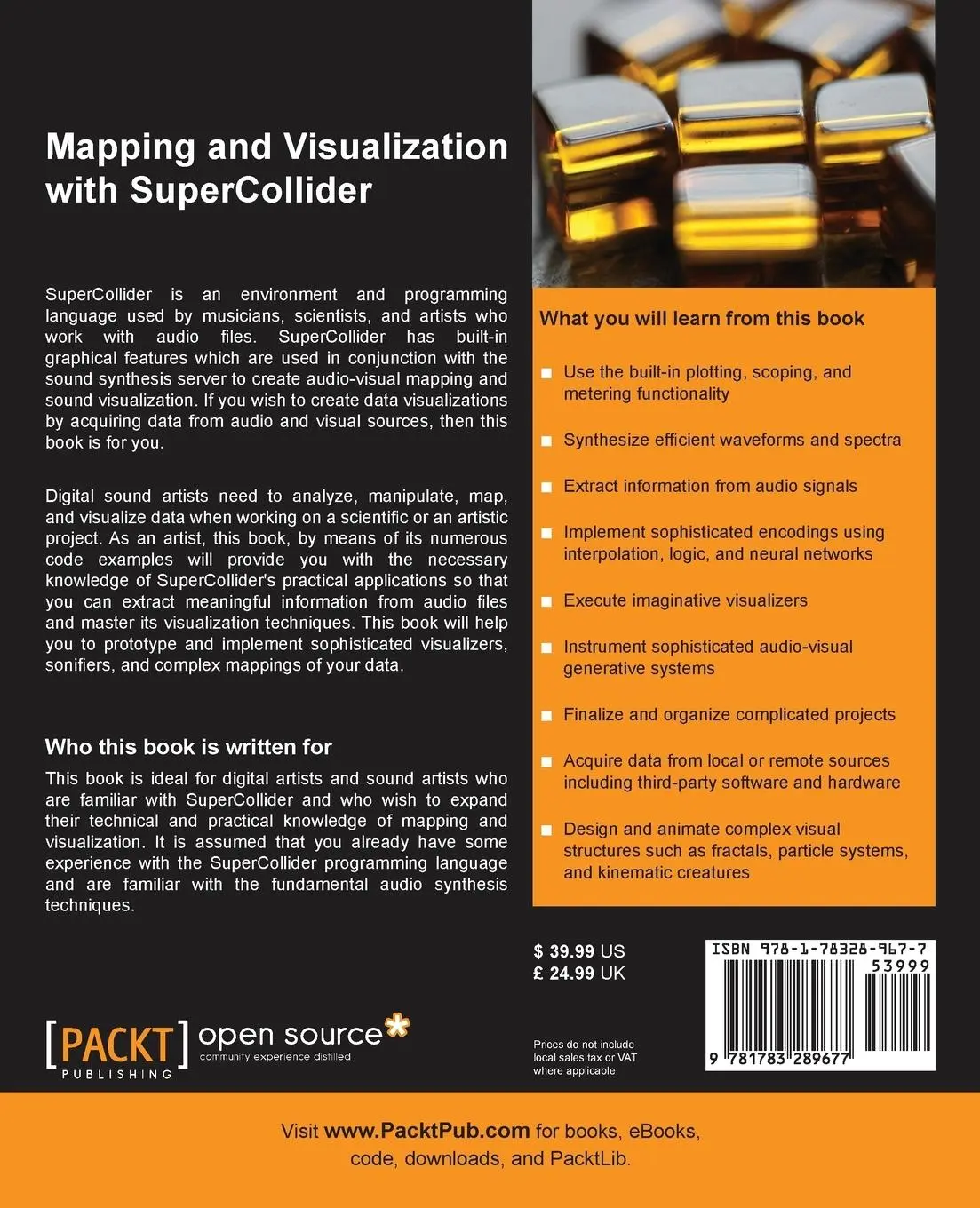 Rückseite: 9781783289677 | Mapping and Visualization with Supercollider | Marinos Koutsomichalis