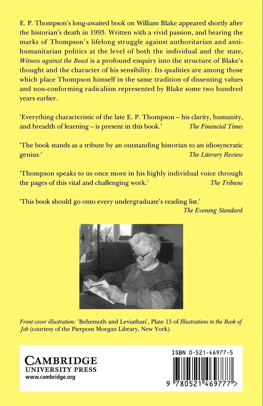 Rückseite: 9780521469777 | Witness Against the Beast | William Blake and the Moral Law | Thompson
