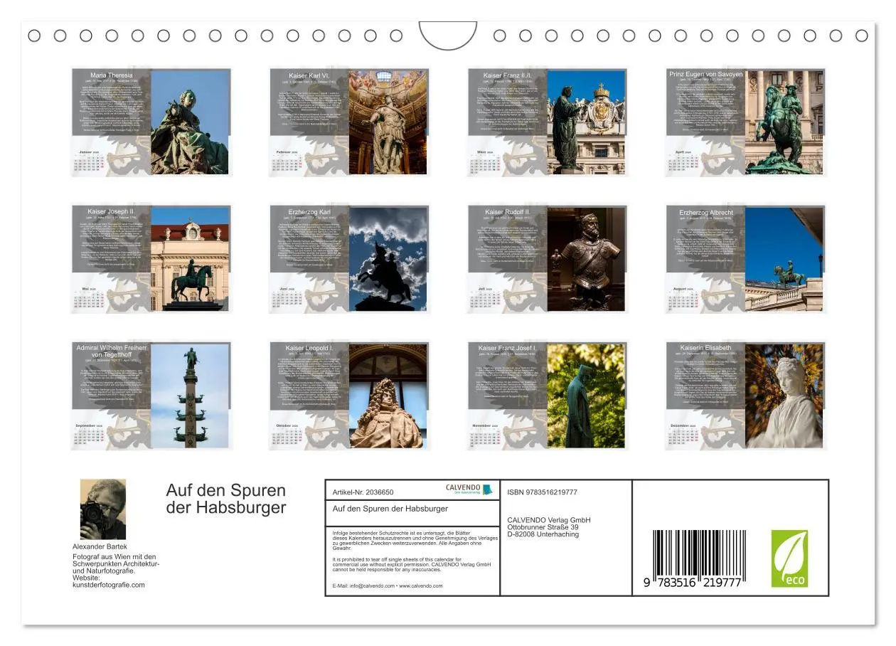 Bild: 9783516219777 | Auf den Spuren der Habsburger (Wandkalender 2026 DIN A4 quer),...