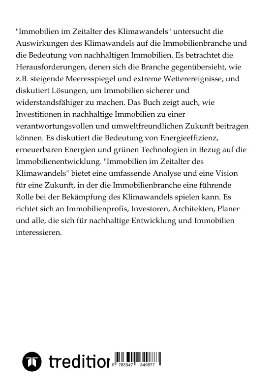 Bild: 9783347849877 | Immobilien im Zeitalter des Klimawandels | Moritz | Taschenbuch | 2023