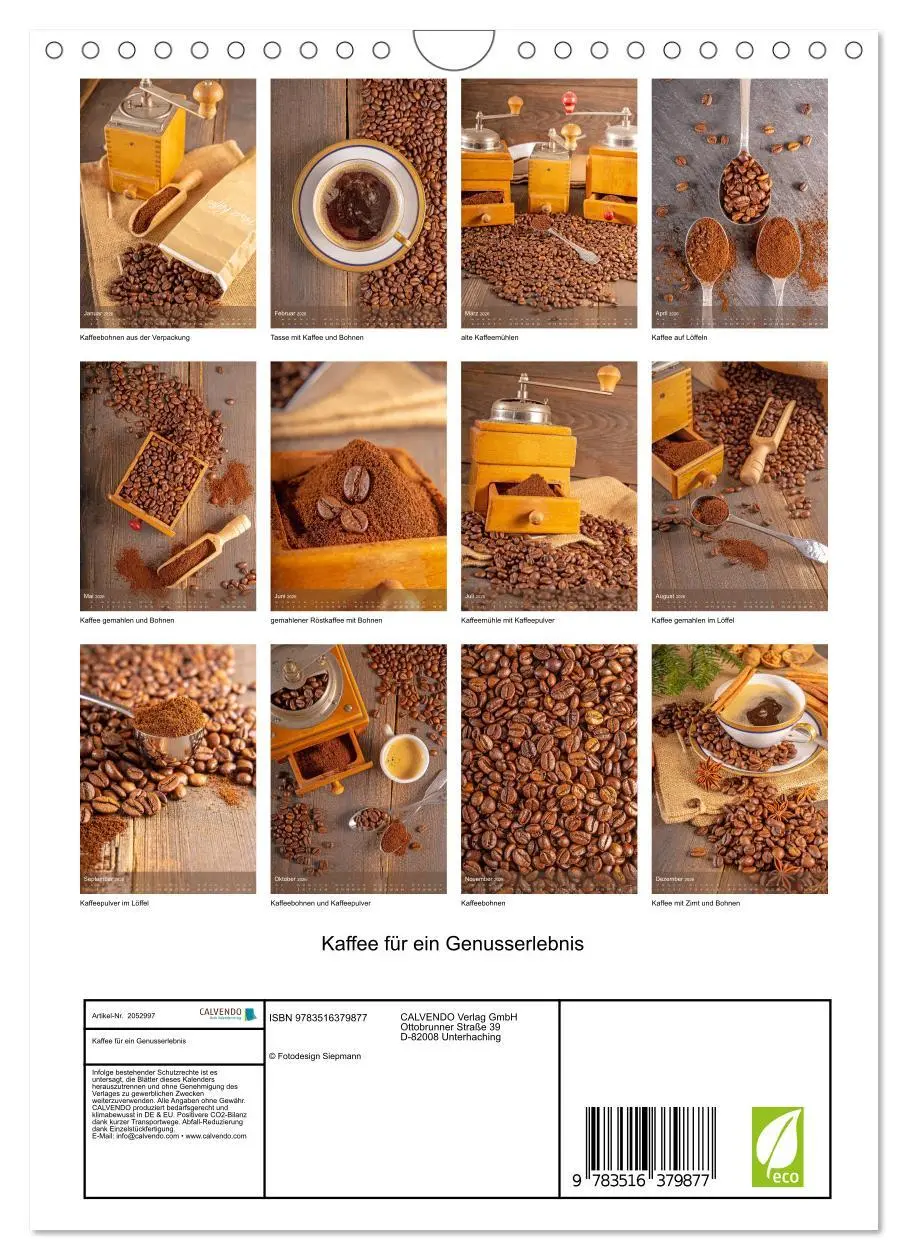 Bild: 9783516379877 | Kaffee für ein Genusserlebnis (Wandkalender 2026 DIN A4 hoch),...