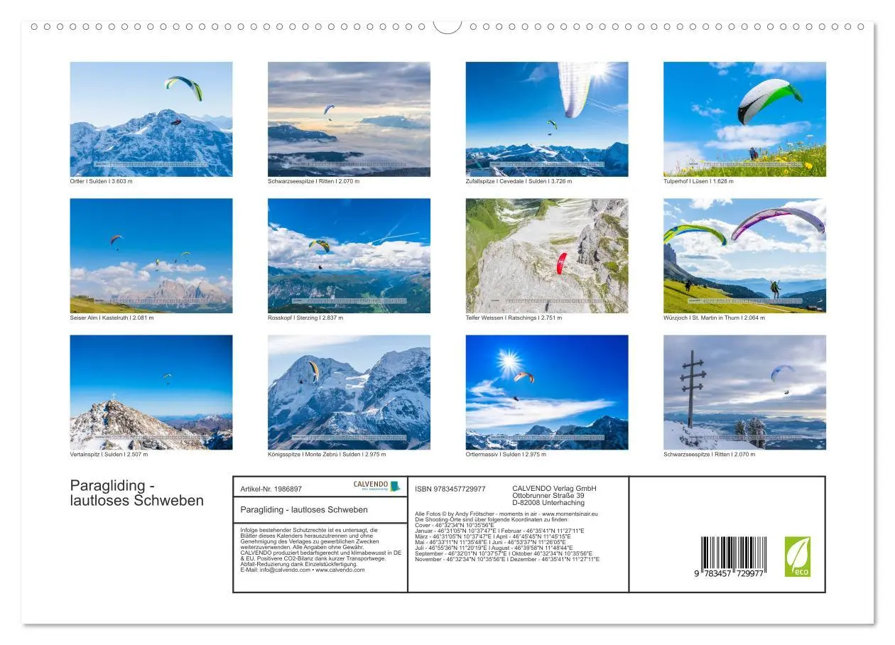 Bild: 9783457729977 | Paragliding - lautloses Schweben (hochwertiger Premium Wandkalender...