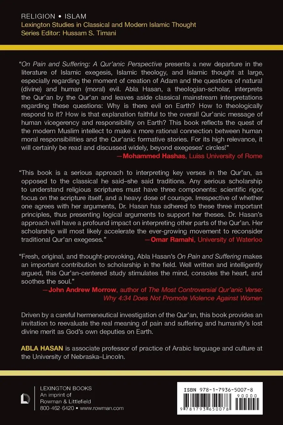 Rückseite: 9781793650078 | On Pain and Suffering | A Qur'anic Perspective | Abla Hasan | Buch