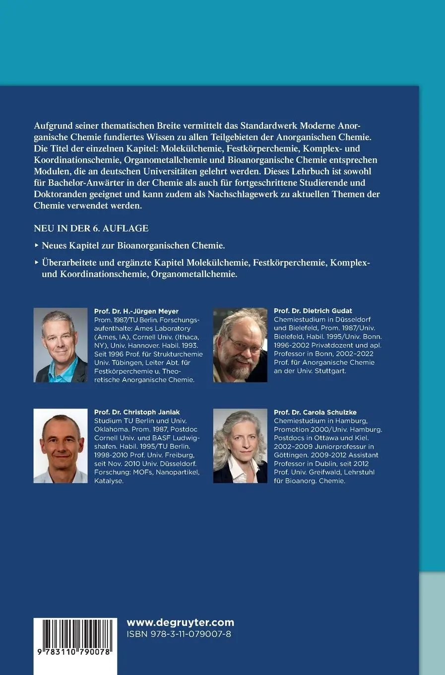 Rückseite: 9783110790078 | Riedel Moderne Anorganische Chemie | Christoph Janiak (u. a.) | Buch