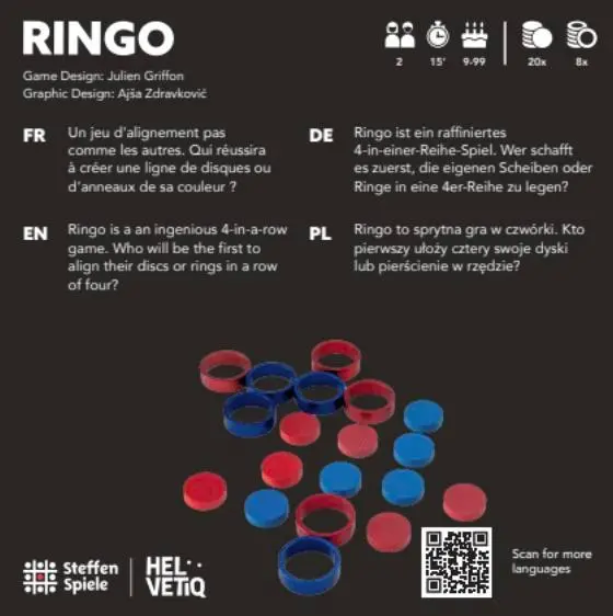 Rückseite: 701197870178 | Ringo | Wer legt 4 in eine Reihe? | Julien Griffon | Spiel | Deutsch