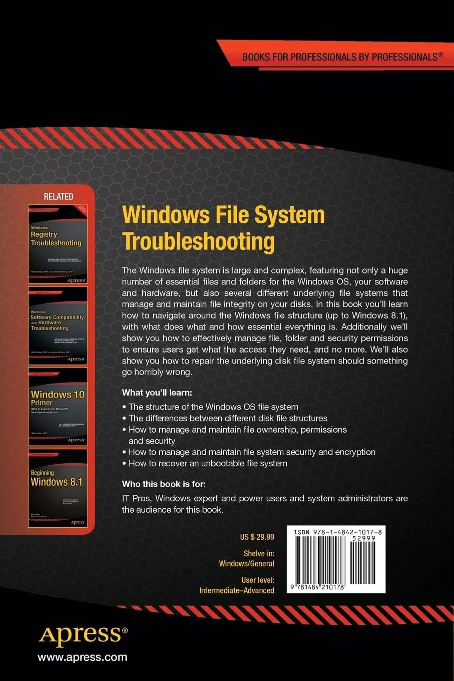 Rückseite: 9781484210178 | Windows File System Troubleshooting | Mike Halsey (u. a.) | Buch | xix