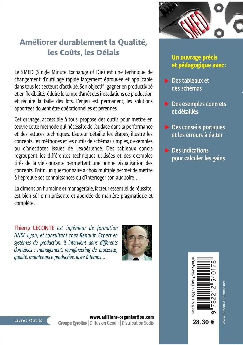 Rückseite: 9782212540178 | La pratique du SMED: Obtenir des gains importants avec le...