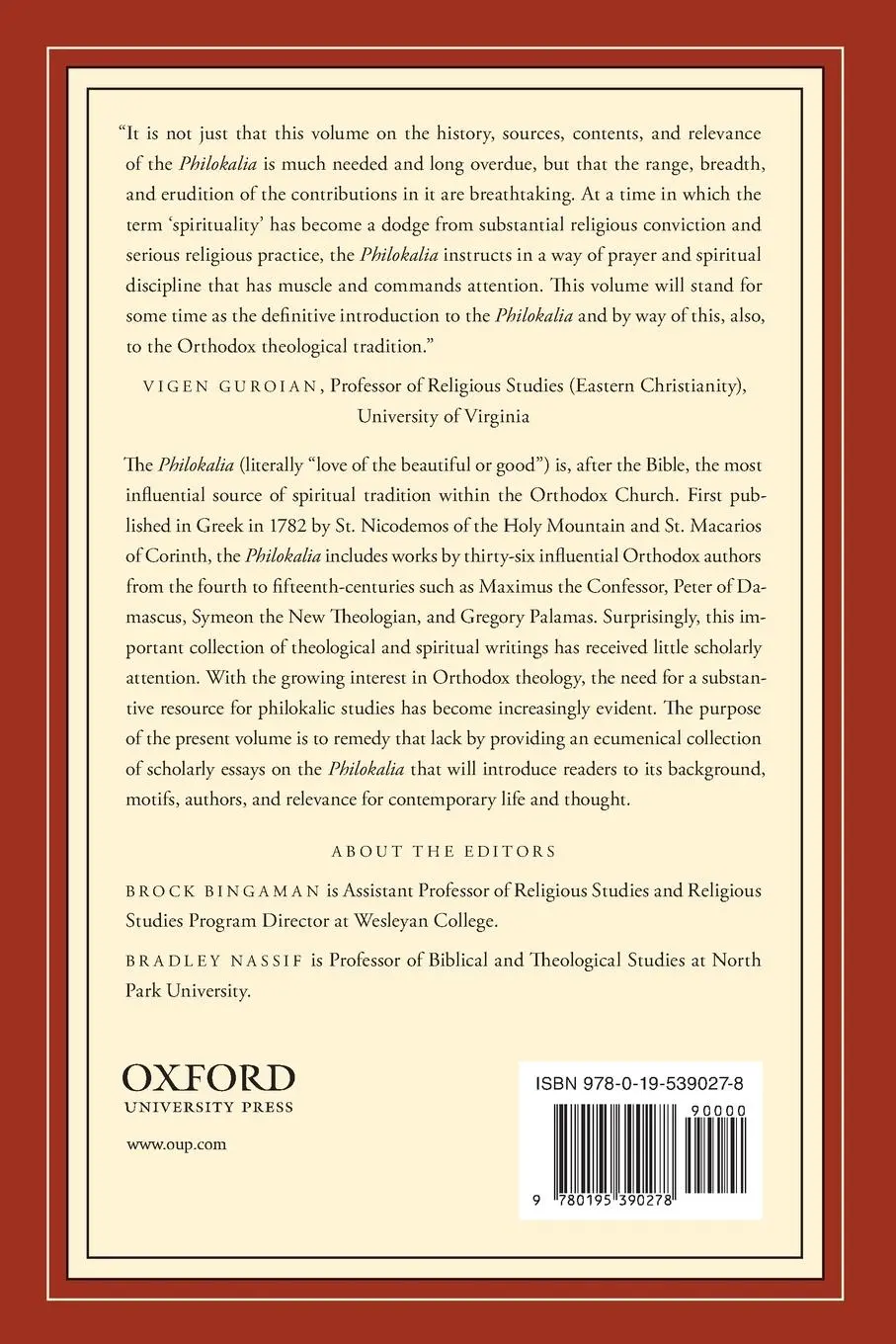 Rückseite: 9780195390278 | The Philokalia | A Classic Text of Orthodox Spirituality | Taschenbuch