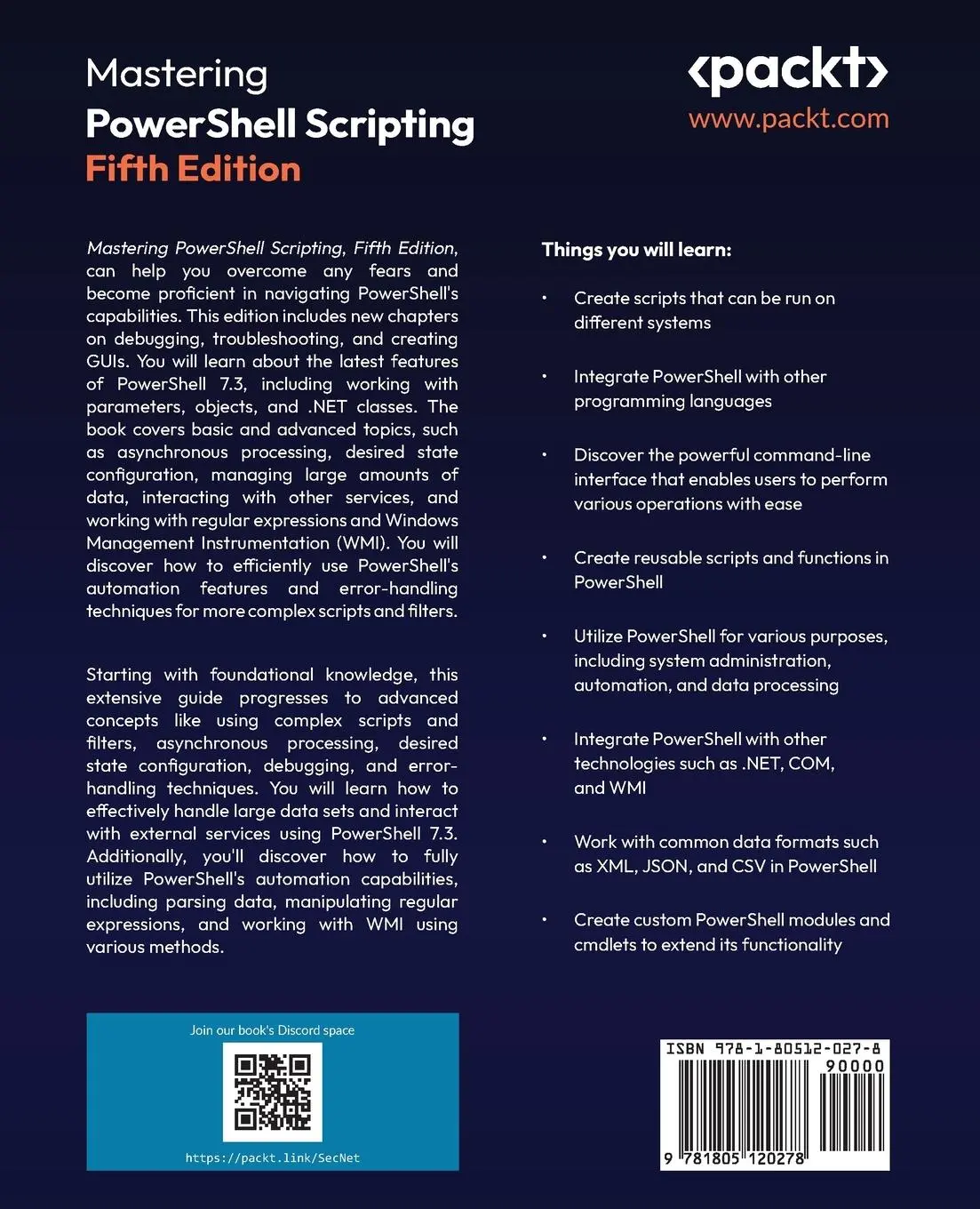 Rückseite: 9781805120278 | Mastering PowerShell Scripting - Fifth Edition | Chris Dent | Buch