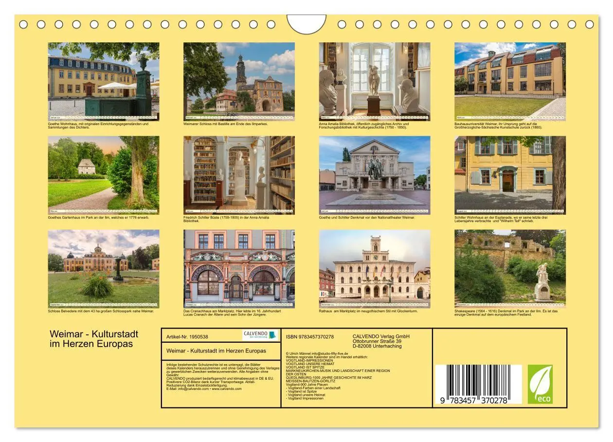 Bild: 9783457370278 | Weimar - Kulturstadt im Herzen Europas (Wandkalender 2026 DIN A4...
