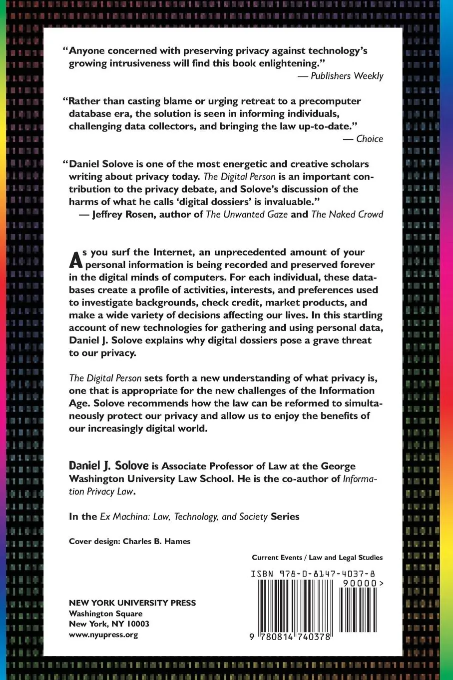 Rückseite: 9780814740378 | The Digital Person | Technology and Privacy in the Information Age
