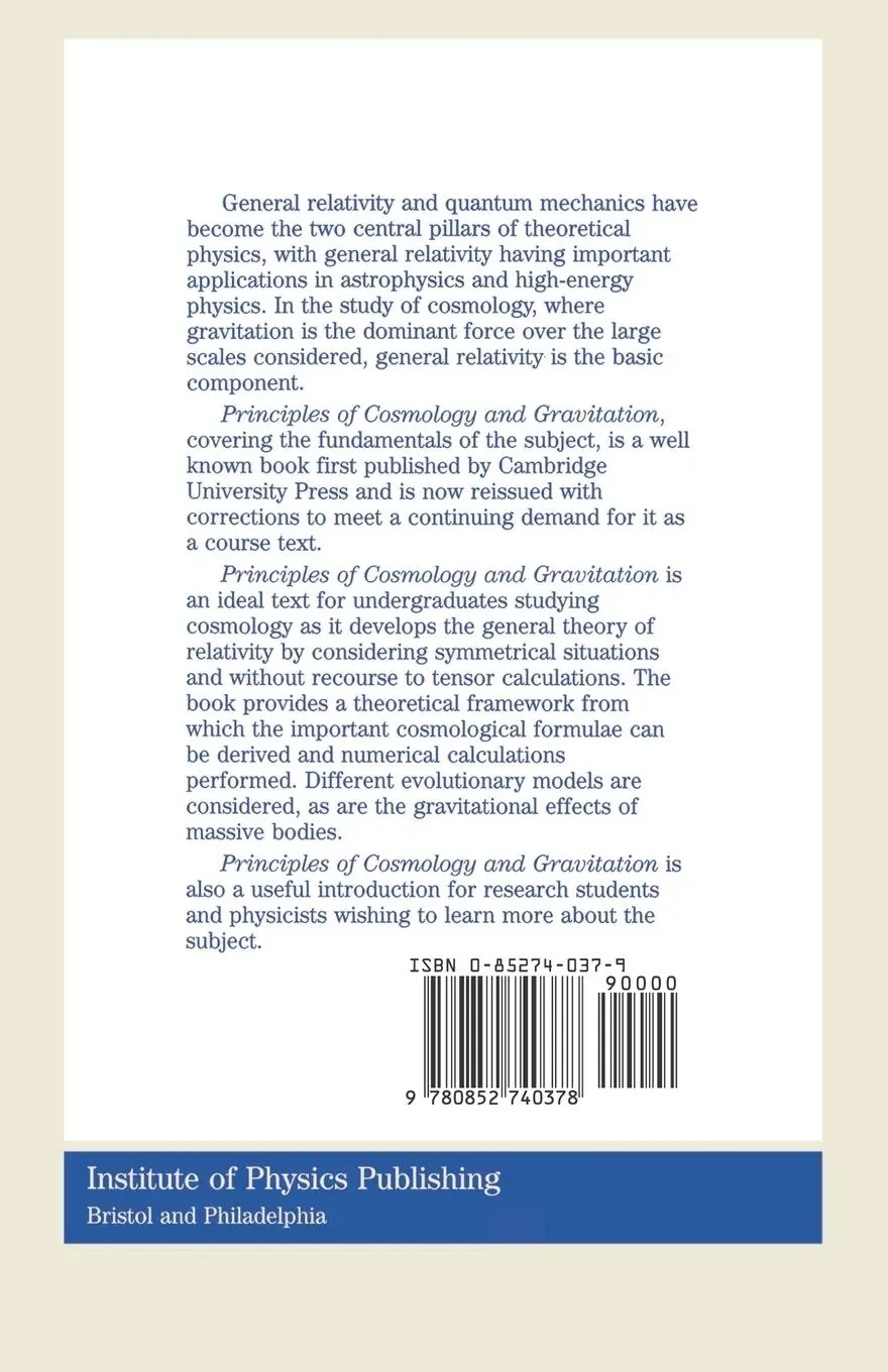 Rückseite: 9780852740378 | Principles of Cosmology and Gravitation | Michael V Berry | Buch
