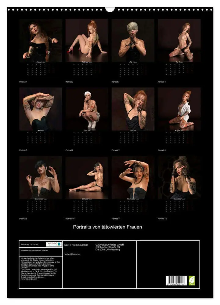 Bild: 9783435890378 | Portraits von tätowierten Frauen (Wandkalender 2025 DIN A2 hoch),...