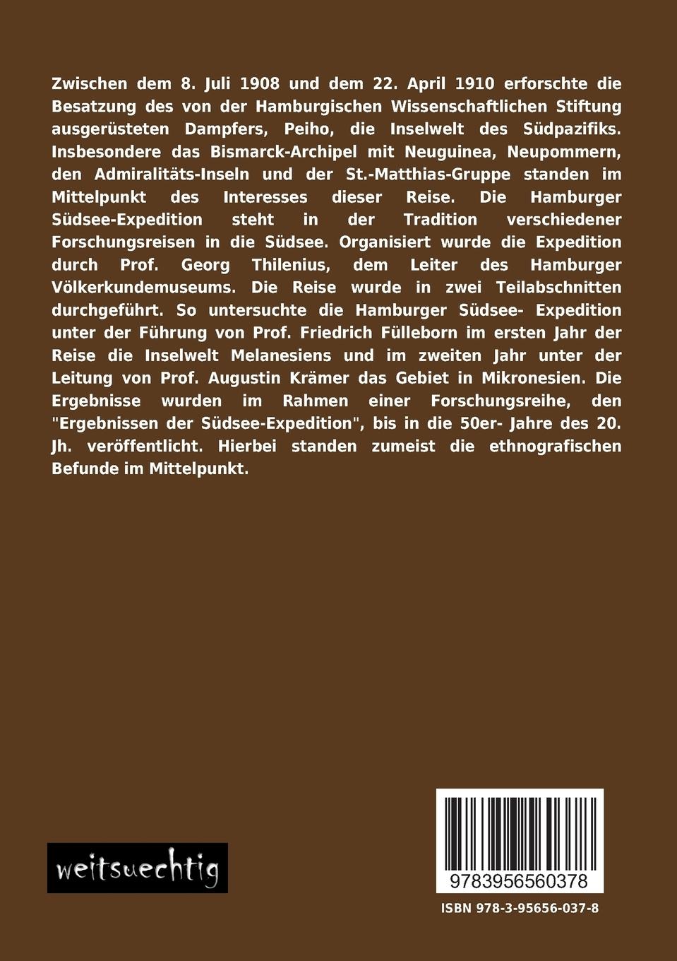 Rückseite: 9783956560378 | Das erste Jahr der Hamburger Südsee-Expedition in Deutsch-...