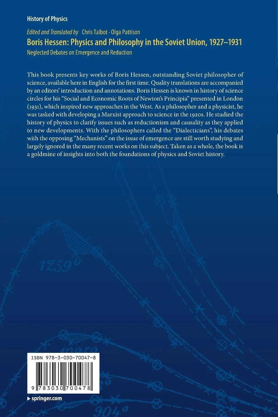 Rückseite: 9783030700478 | Boris Hessen: Physics and Philosophy in the Soviet Union, 1927-1931
