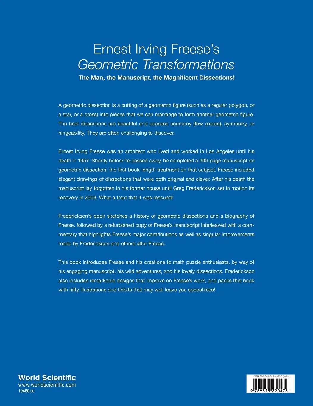 Rückseite: 9789813220478 | ERNEST IRVING FREESE'S GEOMETRIC TRANSFORMATIONS | Greg N Frederickson