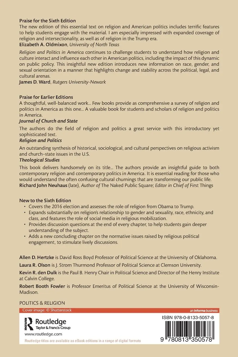 Rückseite: 9780813350578 | Religion and Politics in America | Allen D. Hertzke (u. a.) | Buch