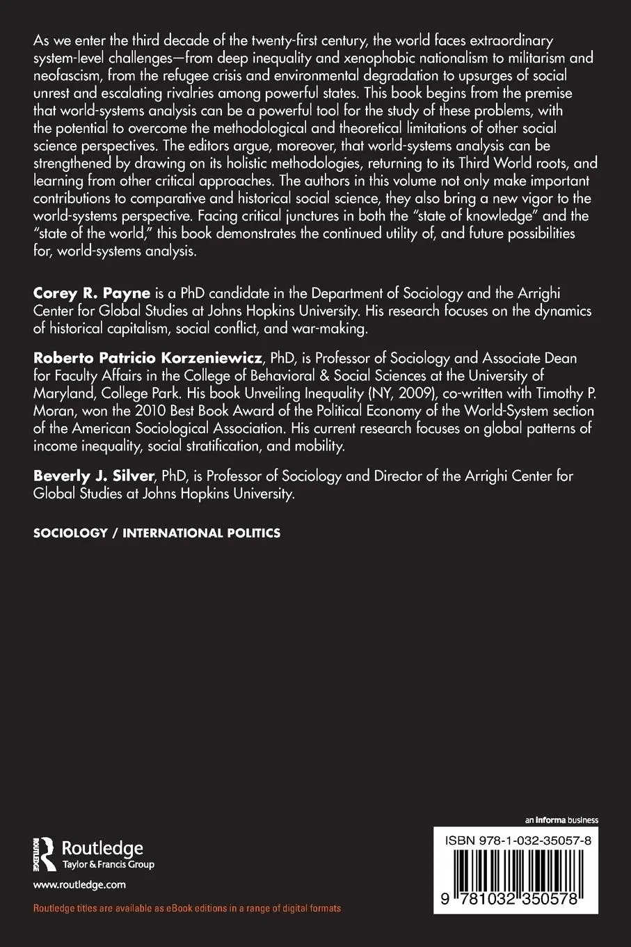 Rückseite: 9781032350578 | World-Systems Analysis at a Critical Juncture | Corey R. Payne (u. a.)