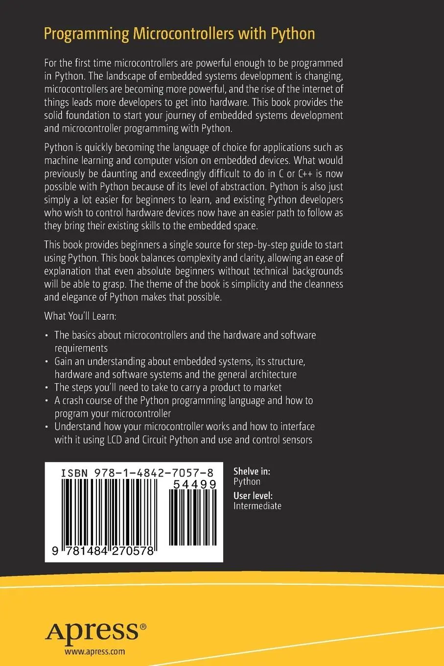 Rückseite: 9781484270578 | Programming Microcontrollers with Python | Armstrong Subero | Buch