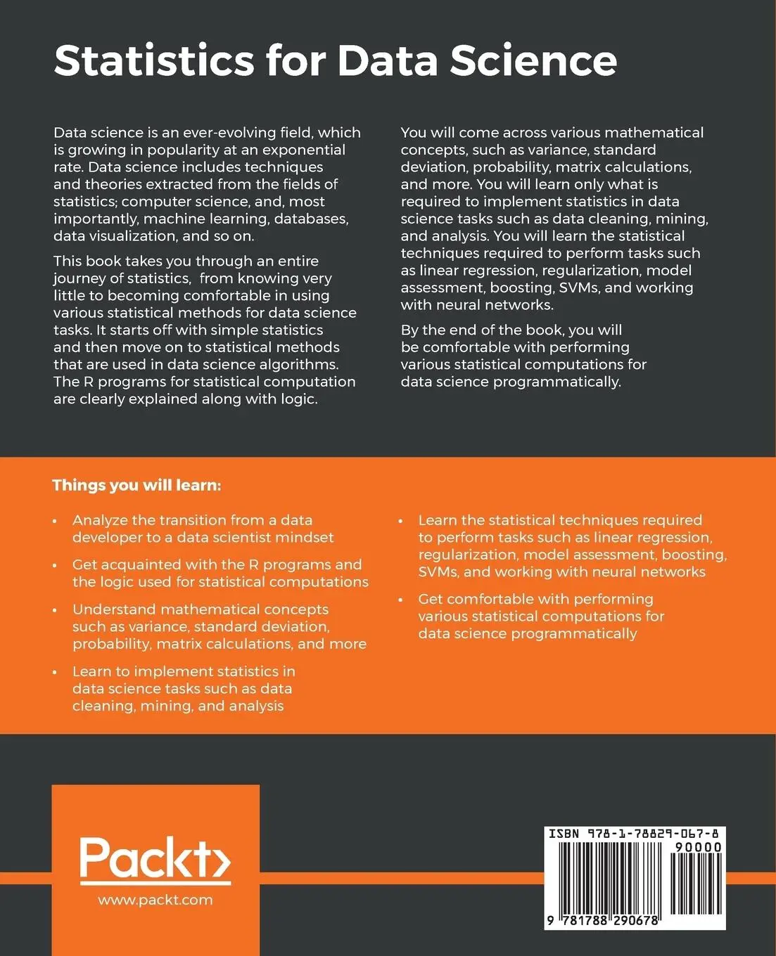 Rückseite: 9781788290678 | Statistics for Data Science | James D. Miller | Taschenbuch | Englisch