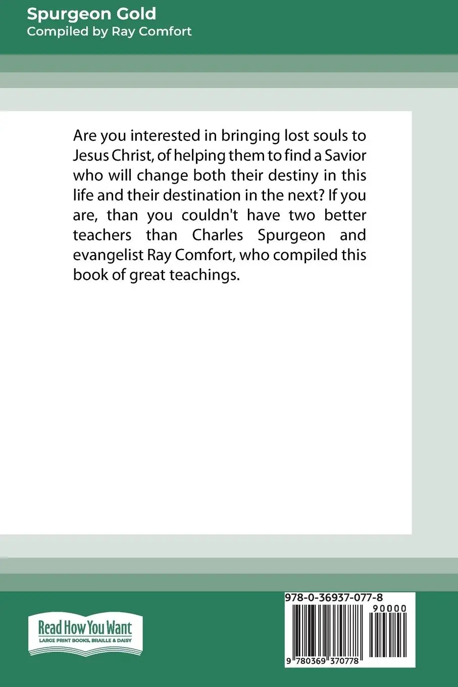 Rückseite: 9780369370778 | Spurgeon Gold-Pure Refined (16pt Large Print Edition) | Ray Comfort