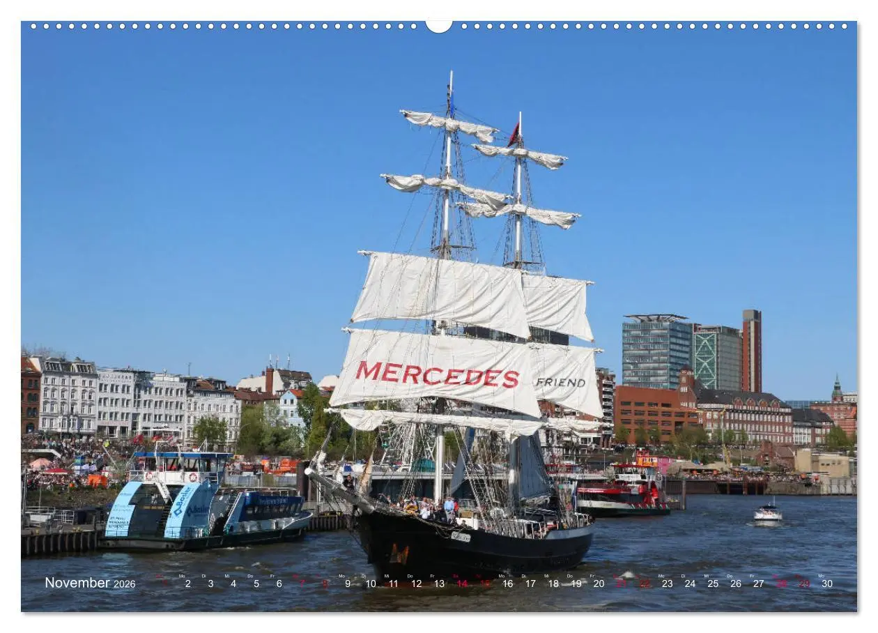 Bild: 9783457870778 | Segelschiffe auf der Elbe (Wandkalender 2026 DIN A2 quer), CALVENDO...