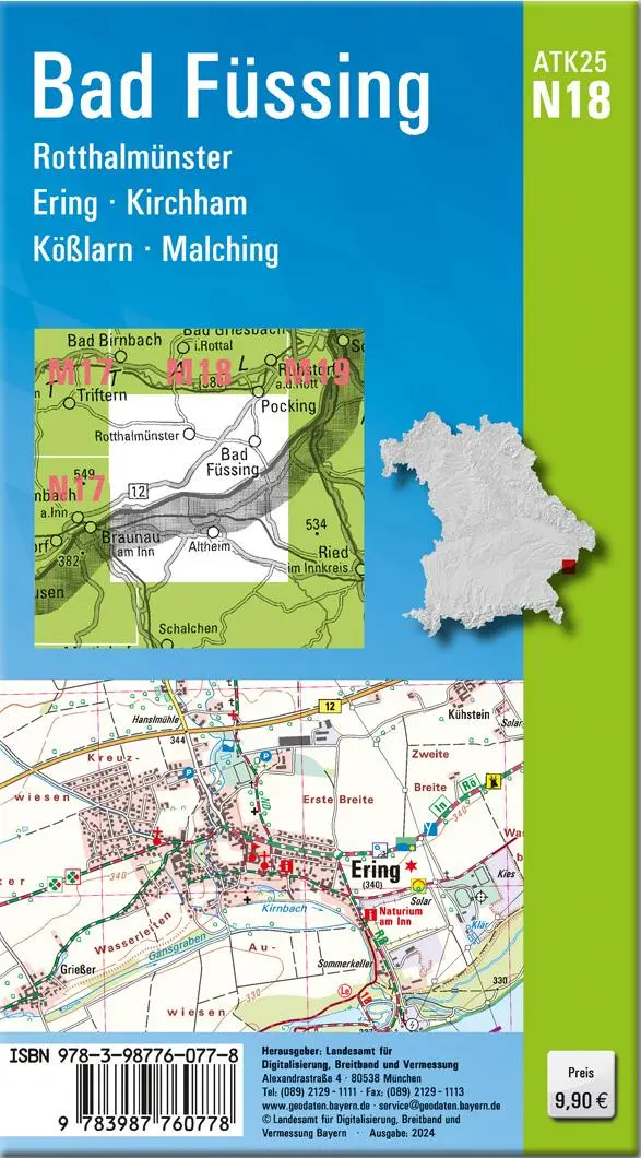 Rückseite: 9783987760778 | ATK25-N18 Bad Füssing (Amtliche Topographische Karte 1:25000) | 2024