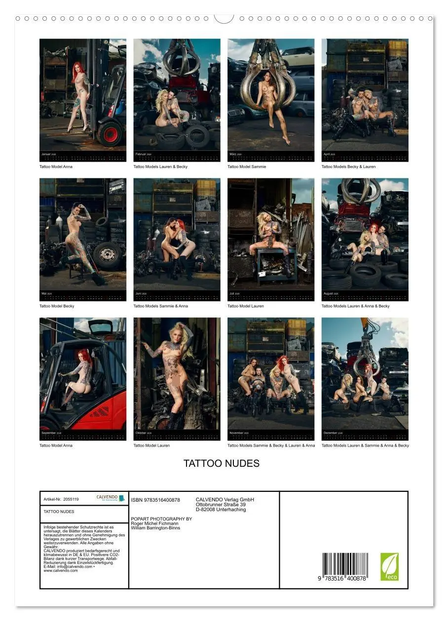 Bild: 9783516400878 | TATTOO NUDES (hochwertiger Premium Wandkalender 2026 DIN A2 hoch),...