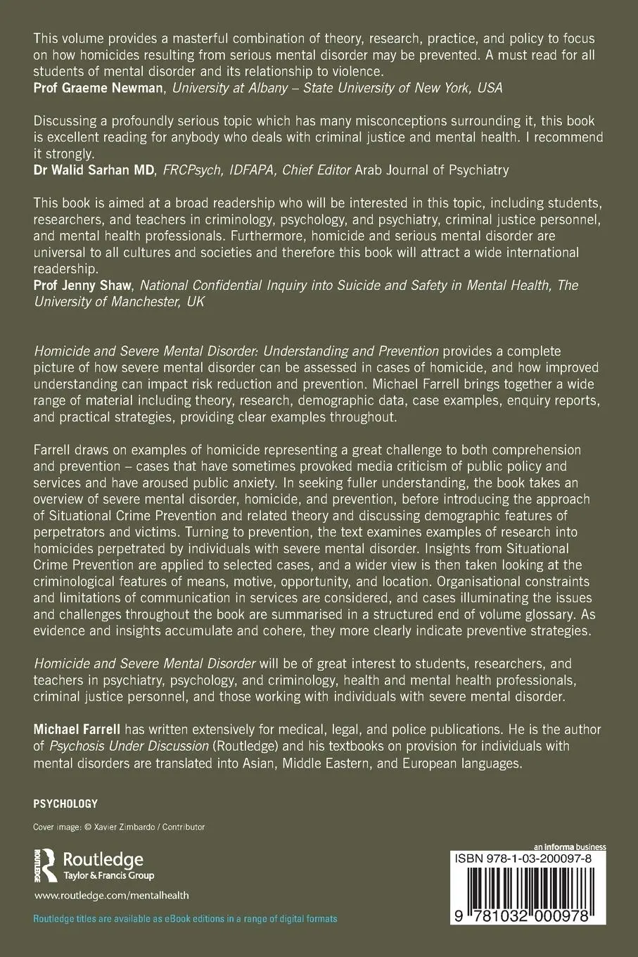 Rückseite: 9781032000978 | Homicide and Severe Mental Disorder | Understanding and Prevention