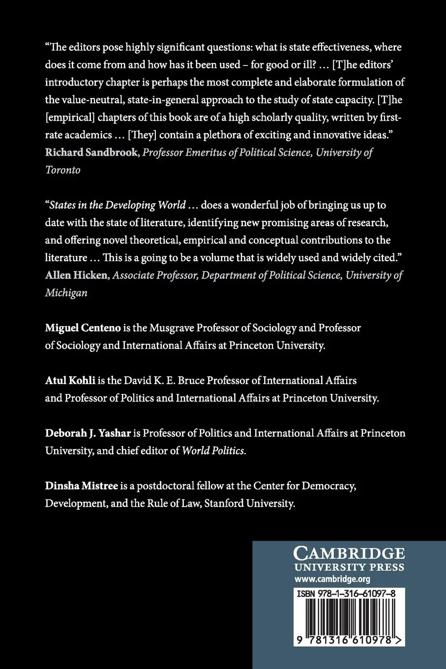 Rückseite: 9781316610978 | States in the Developing World | Miguel A. Centeno (u. a.) | Buch