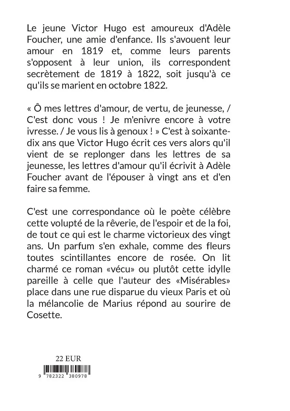 Rückseite: 9782322380978 | Lettres à la fiancée (1820-1822) | oeuvres posthumes de Victor Hugo