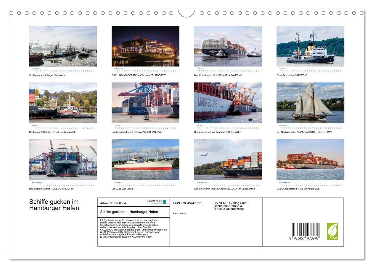 Bild: 9783457470978 | Schiffe gucken im Hamburger Hafen (Wandkalender 2026 DIN A3 quer),...