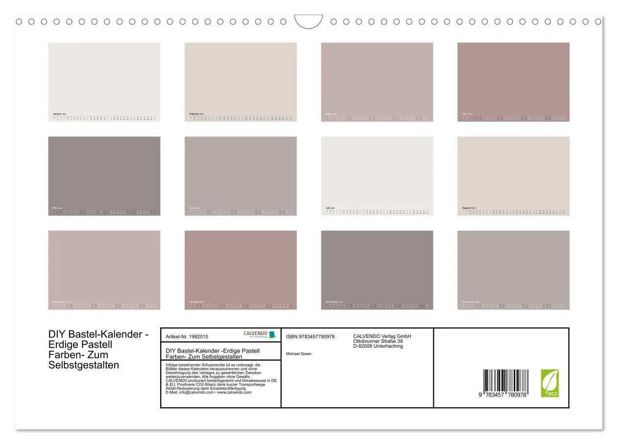 Bild: 9783457780978 | DIY Bastel-Kalender -Erdige Pastell Farben- Zum Selbstgestalten...