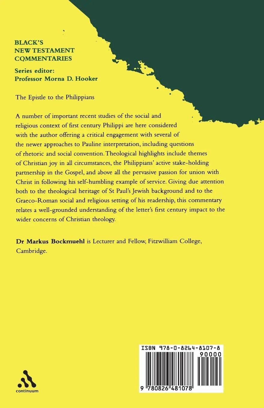 Rückseite: 9780826481078 | The Epistle to the Philippians | Markus Bockmuehl | Taschenbuch | 2006