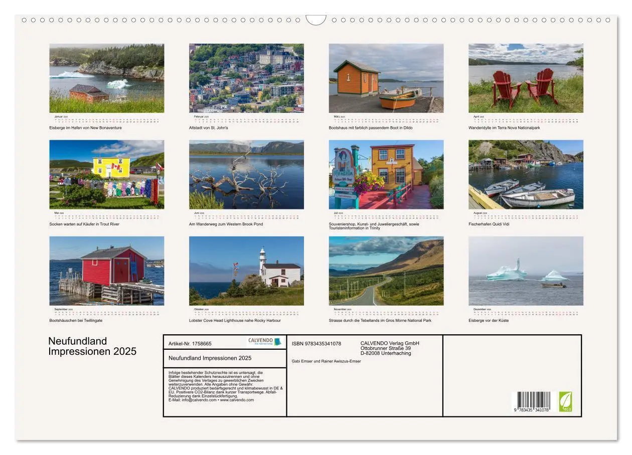 Bild: 9783435341078 | Neufundland Impressionen 2025 (Wandkalender 2025 DIN A2 quer),...