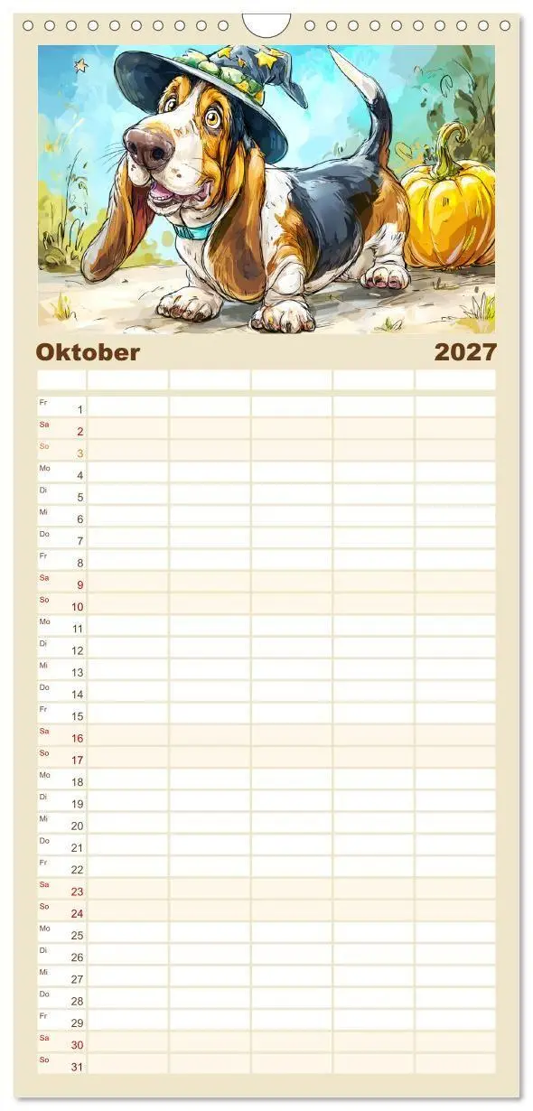 Bild: 9783594291078 | Familienplaner 2027 - Basset Fun. Niedliche Hunde Cartoons zum...