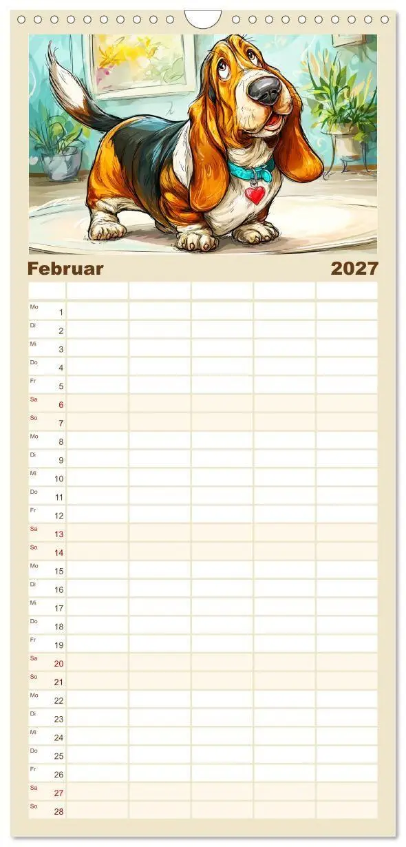 Bild: 9783594291078 | Familienplaner 2027 - Basset Fun. Niedliche Hunde Cartoons zum...